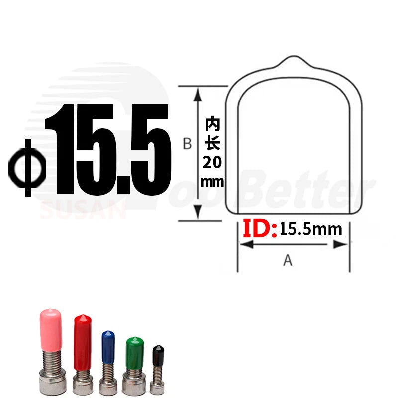 PVC End Caps for Screws, Bolts & Rods – Thread Protector Covers, 1.3–90mm, Black