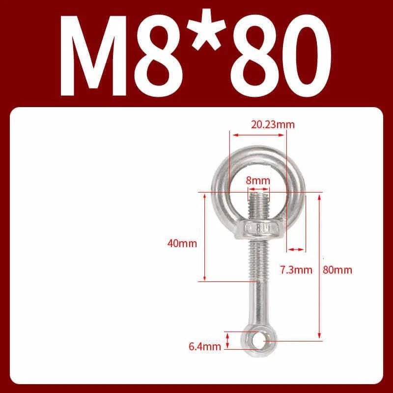 A2 Stainless Steel Eye Bolts with Nut — M5 M6 M8 M10 M12 Threaded Ring Screws - HomeDIYer