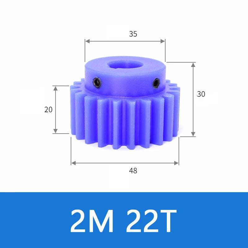Blue Nylon Spur Gears 1/1.5/2/3Mod Transmission Gear 12-60T With Step Motor Gear