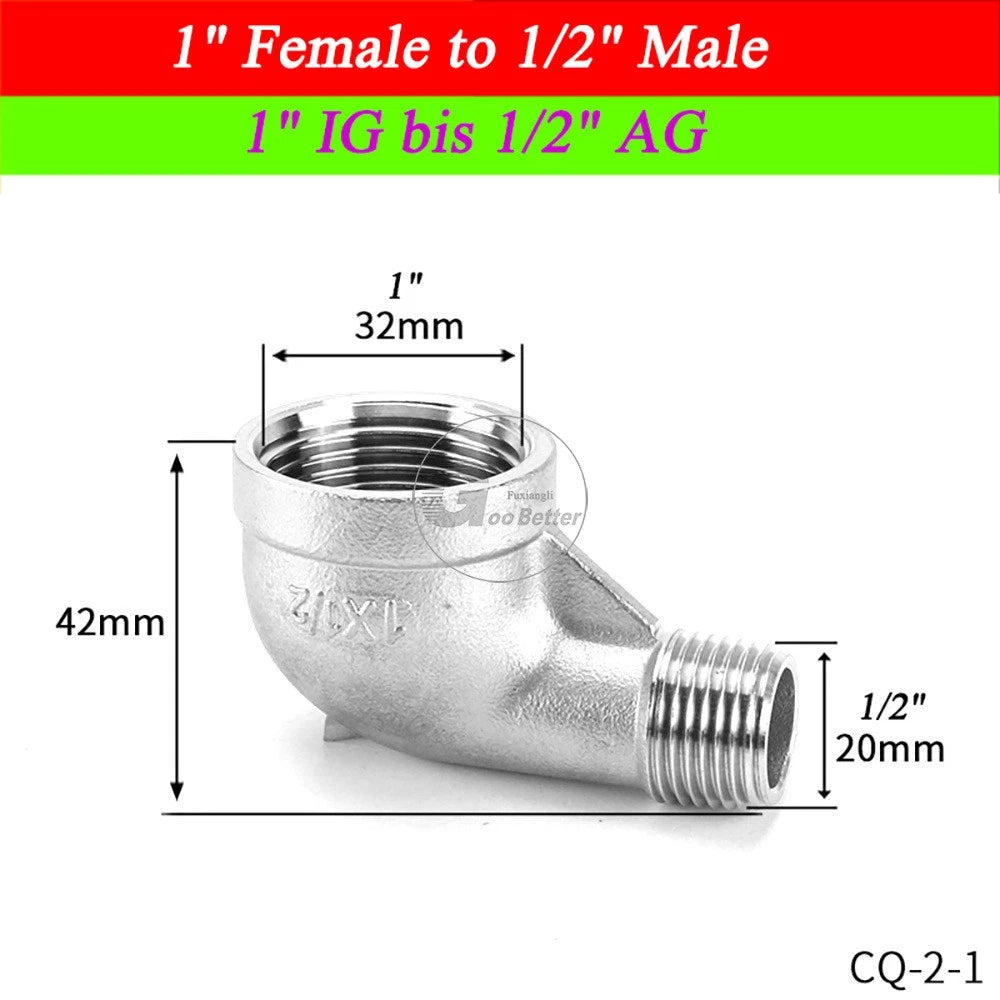 A2 Stainless Steel BSP Reducer Elbow Pipe Fittings | 1/8" to 4" Male Female