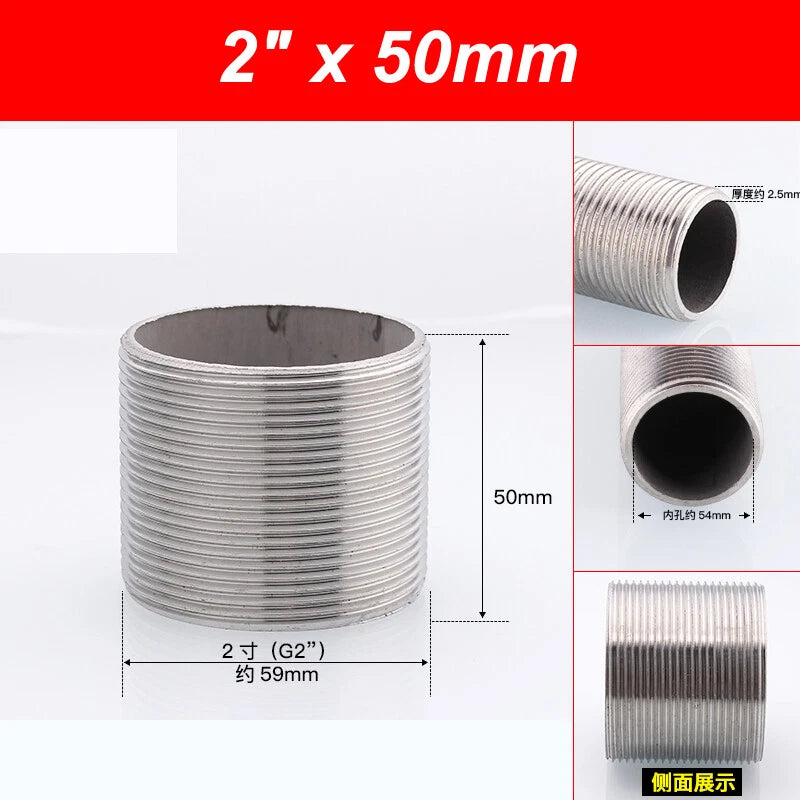 A2 Stainless Steel Male Threaded Rod Connector Stud — Pipe Fitting Bar