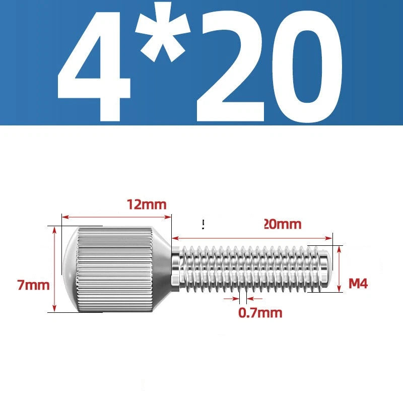 Knurled Thumb Screws – 304 Stainless Steel Small Head Thumbscrew Bolts M2–M8