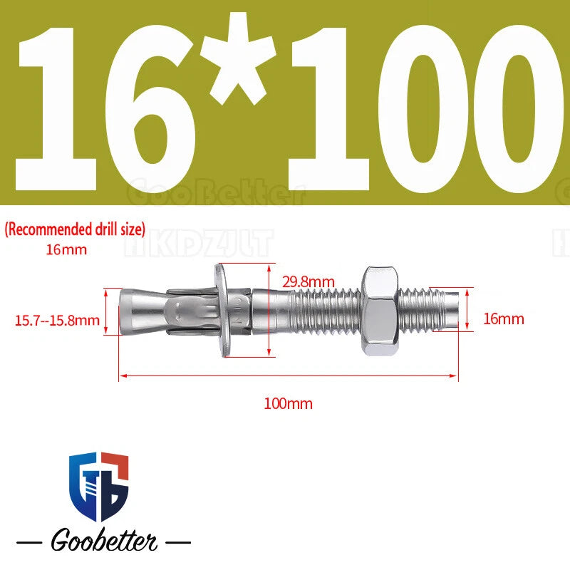 Stainless Steel Through Anchor Bolts — M6 M8 M10 M12 M16 Expansion Bolt