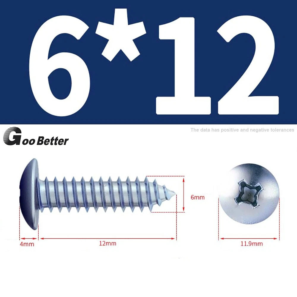 M3 M4 M5 M6 Pan Head Self Tapping Screws – Zinc Plated Carbon Steel