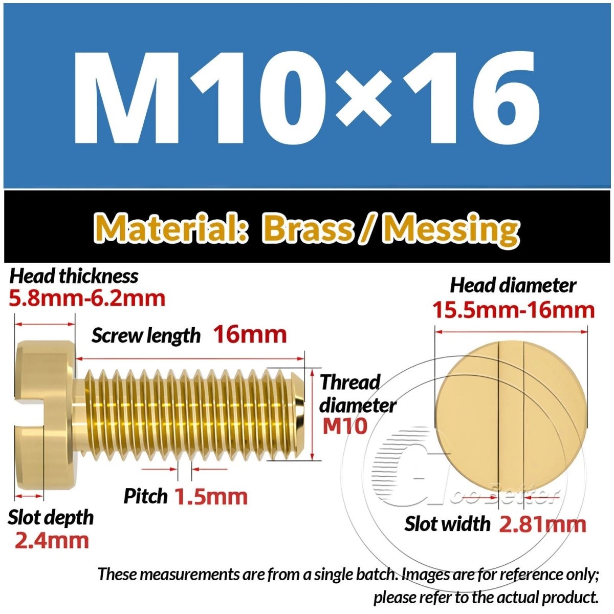 Brass Slotted Pan Head Machine Screws — M2 to M10, Multiple Lengths - HomeDIYer
