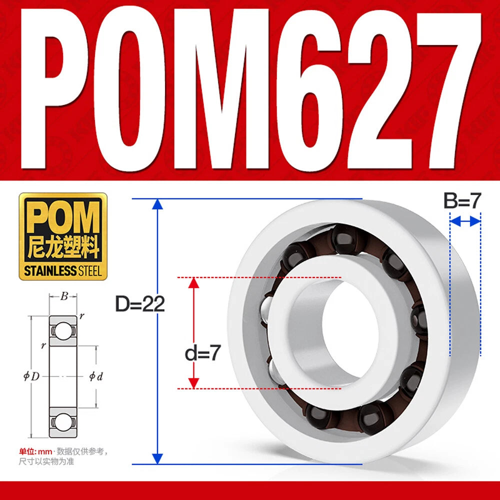POM Plastic Bearing Glass Ball Miniature Deep Groove Ball Bearings Various Sizes