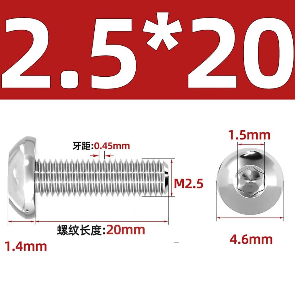 M1.6–M5 A2 Stainless Steel Button Head Socket Cap Screws – Round Pan Head, Hex Drive, Fully Threaded