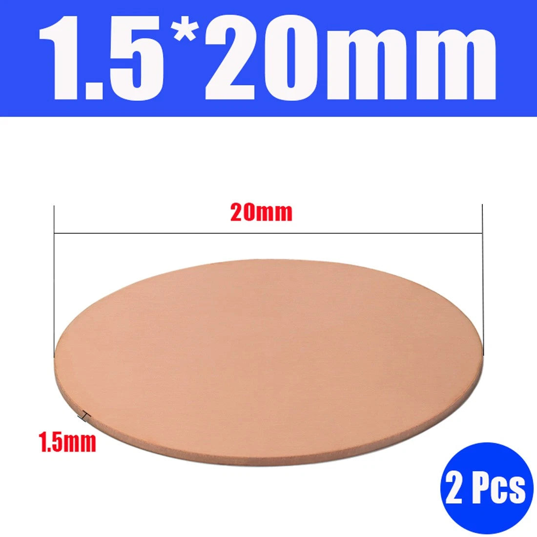 Thick 0.5-1.5mm Solid 99% Pure Copper Blanks Discs Ø 10-300mm Round Plate Metal