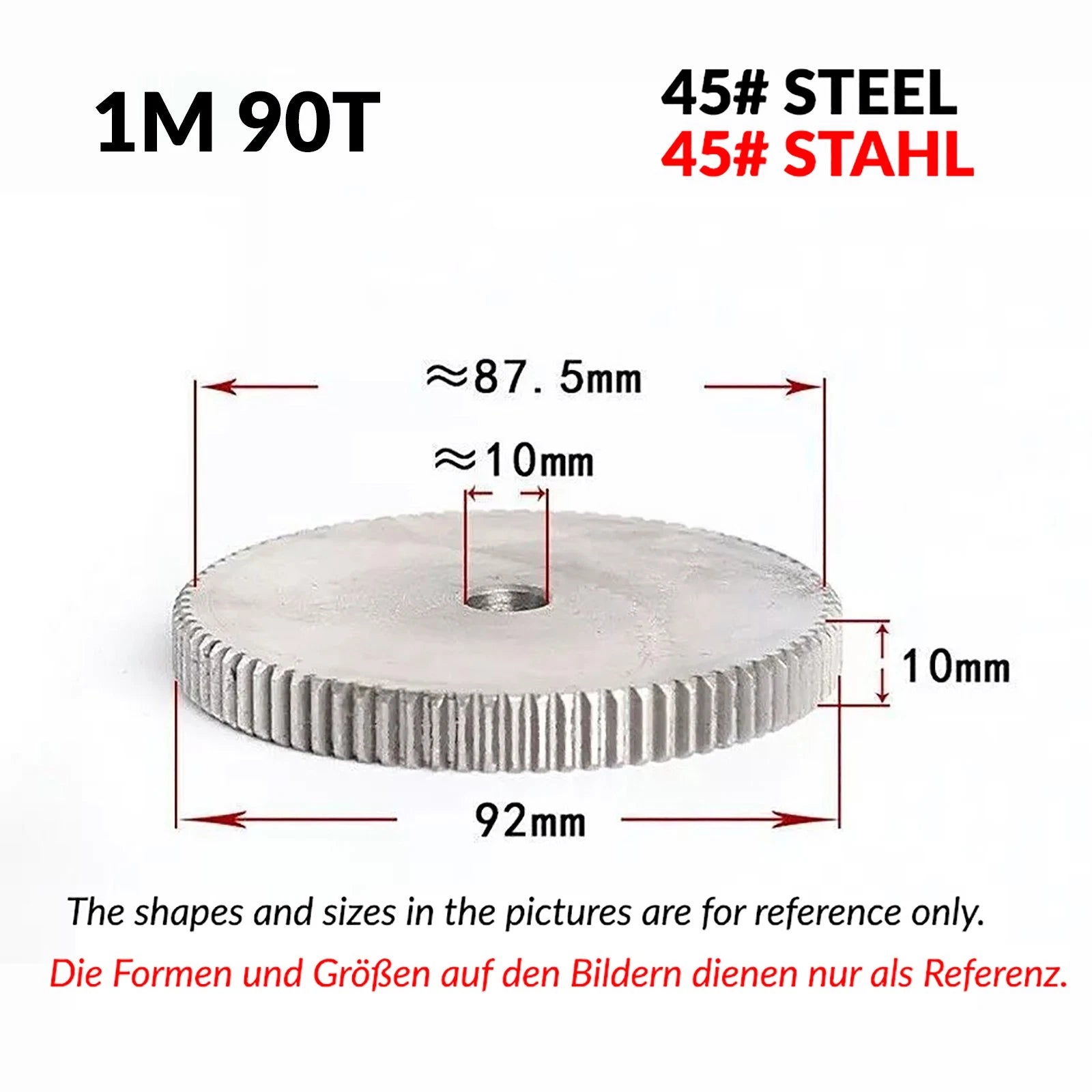 1/1.5/2 Mod 12T-150T Spur Gear 45# Steel Pinion Gear Thickn10-20mm Transmission
