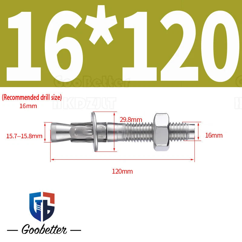 Stainless Steel Through Anchor Bolts — M6 M8 M10 M12 M16 Expansion Bolt