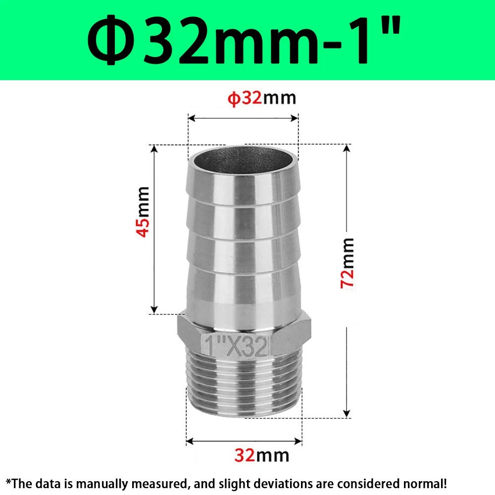 Male NPT Hose Barb Adapter Fittings – 316L Stainless Steel