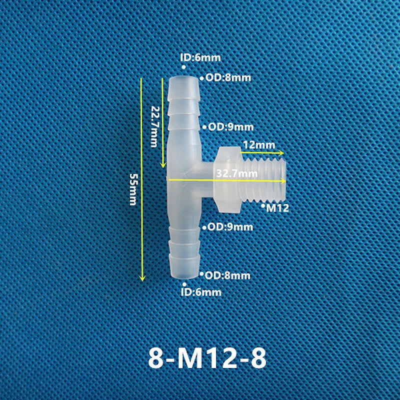 Plastic Male Thread 3-Way Hose Barb Connector — BSP & Metric, Equal Diameter
