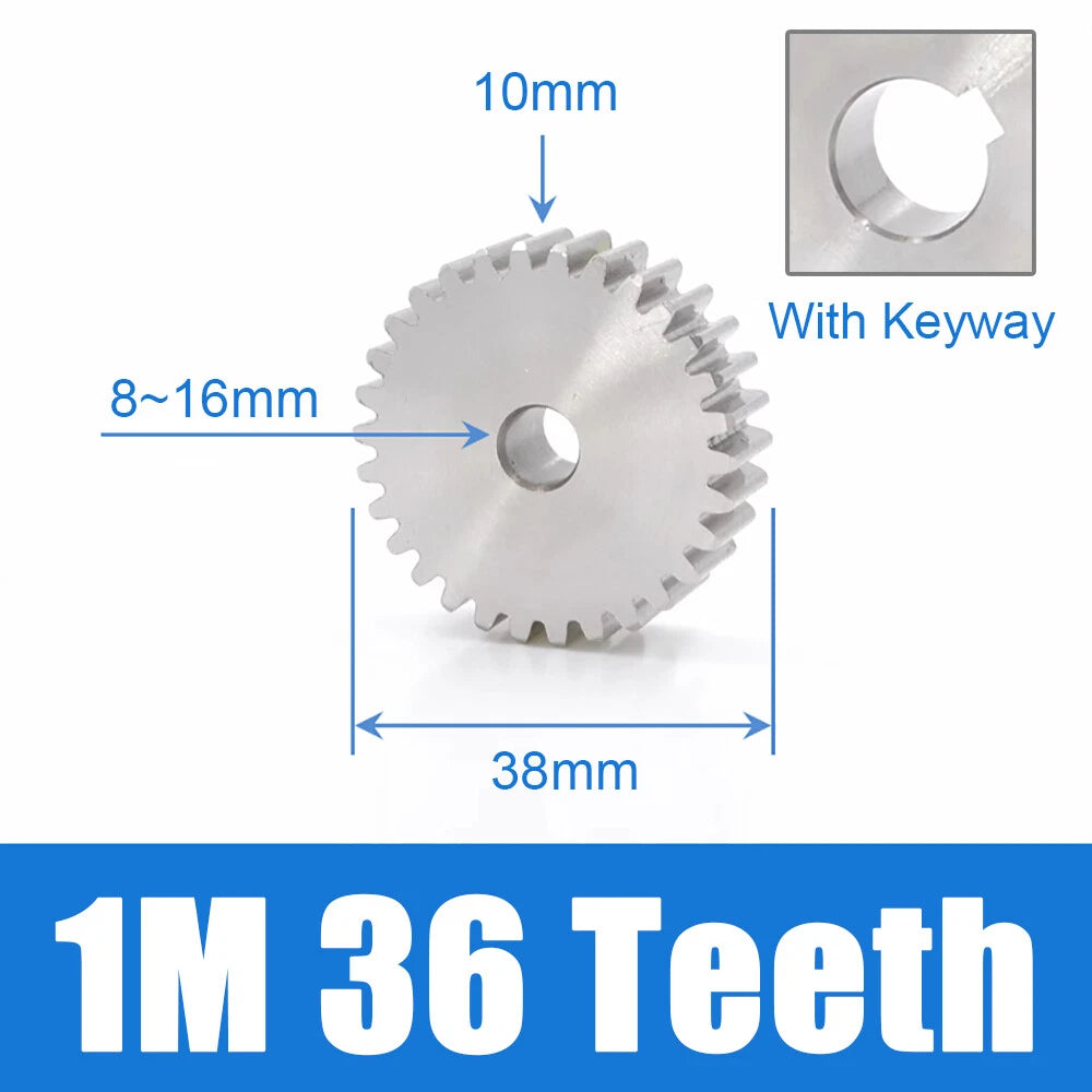 1/1.5/2 Mod 12~120 Teeth, Flat Gear Cylindrical Gear, Spur Gears Stainless Steel