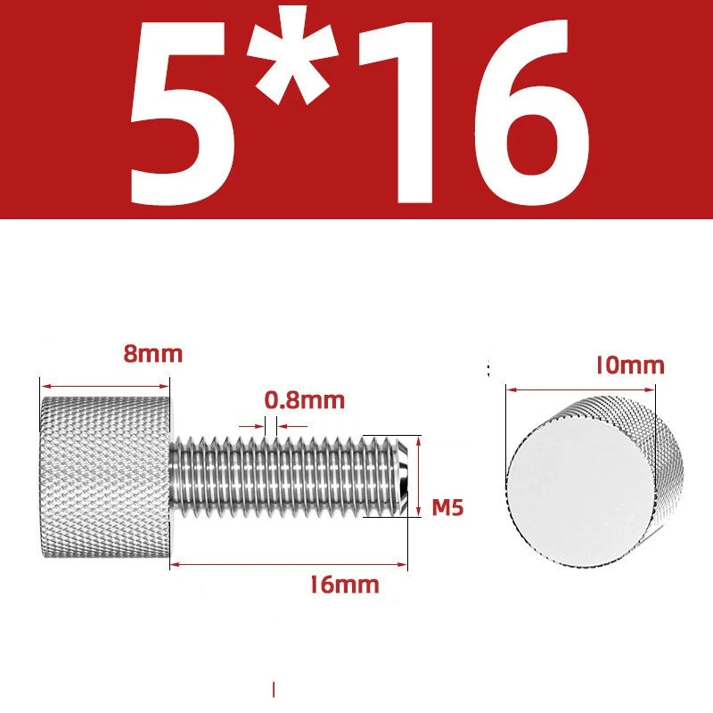 Knurled Thumb Screws A2 Stainless Steel — Flat Head Thumbscrew Bolts M2 M2.5 M3 M4 M5 M6 M8