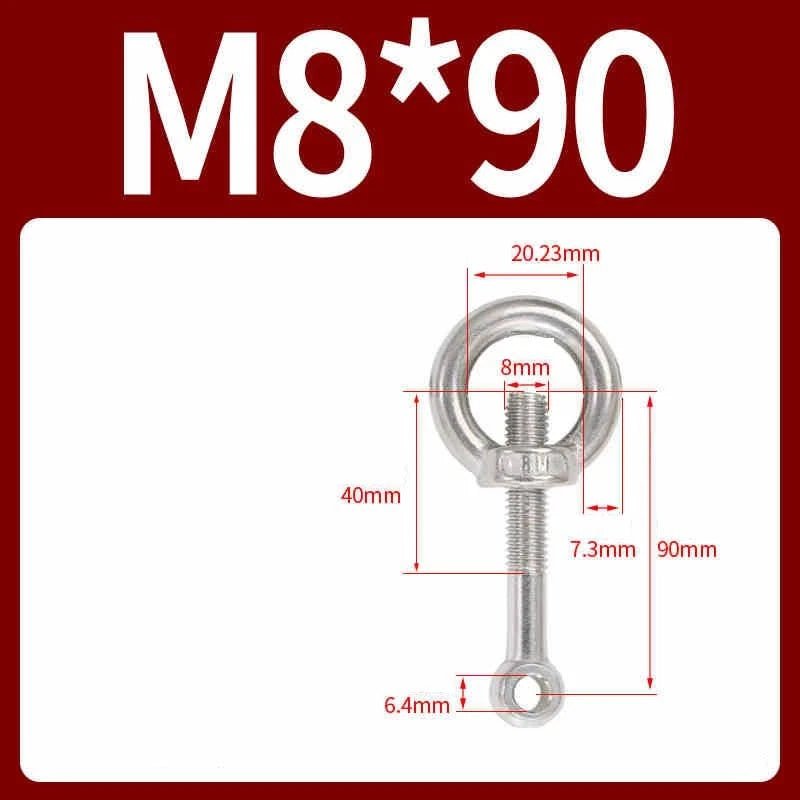 A2 Stainless Steel Eye Bolts with Nut — M5 M6 M8 M10 M12 Threaded Ring Screws - HomeDIYer