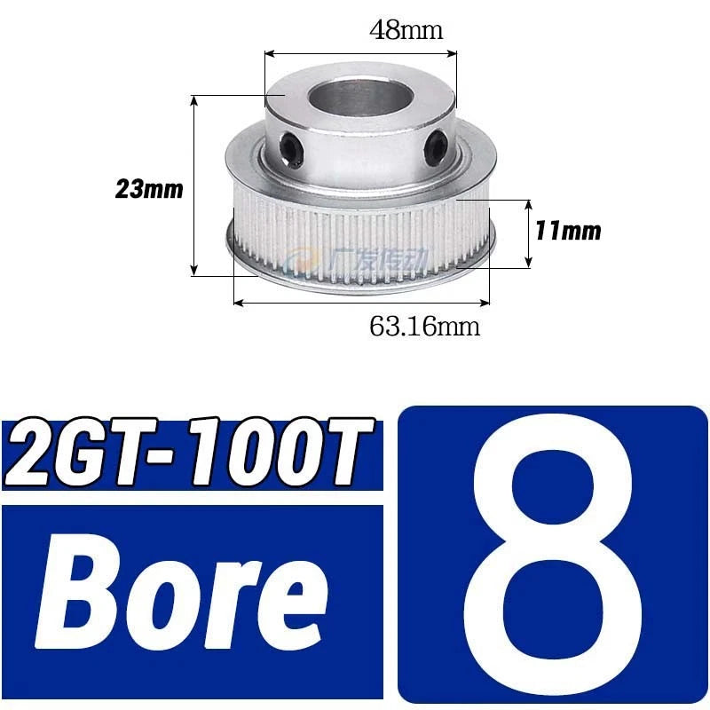 GT2 Timing Belt Pulley 16-100 Teeth 6-10mm Teeth Width Bore 3mm-25mm For 3D