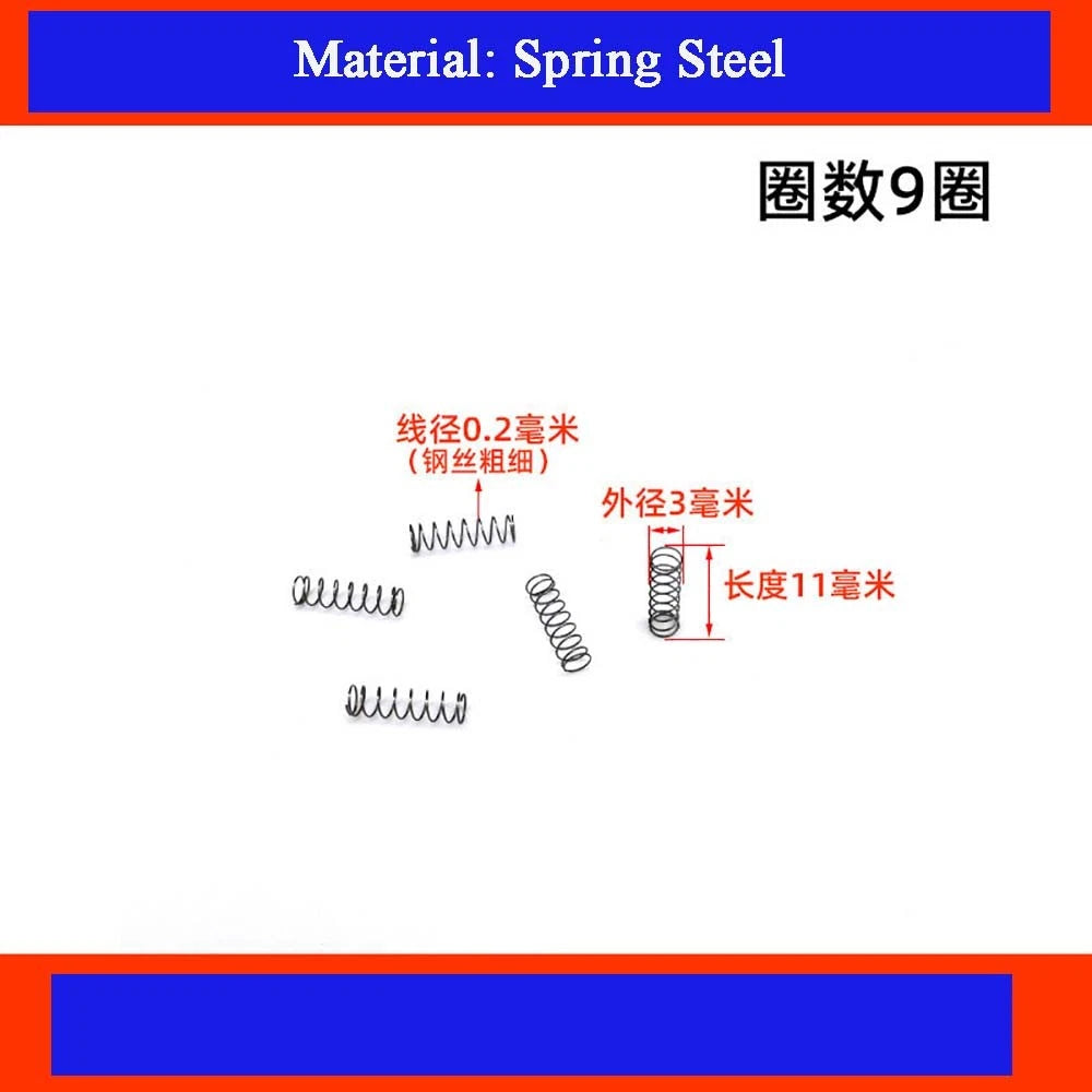 Spring Steel Small Compression Spring 0.2/0.3/0.4mm Wire Diameter 3-50mm Length