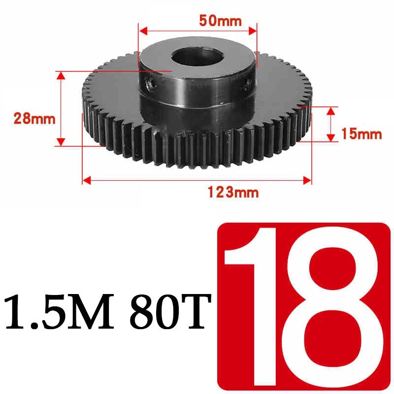 Spur Gears 1.5 Mod Transmission Gear With Step 45#Steel Pinion Motor Gear 30/80T