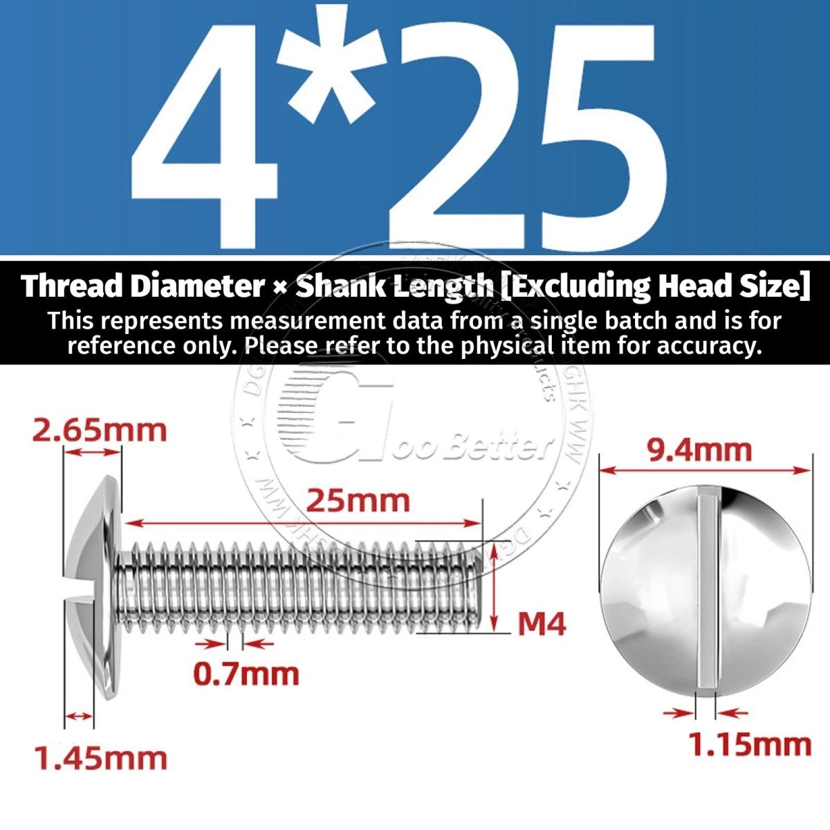 A2 Stainless Steel Mushroom Head Slotted Machine Screws — M2 to M8, Multiple Lengths - HomeDIYer