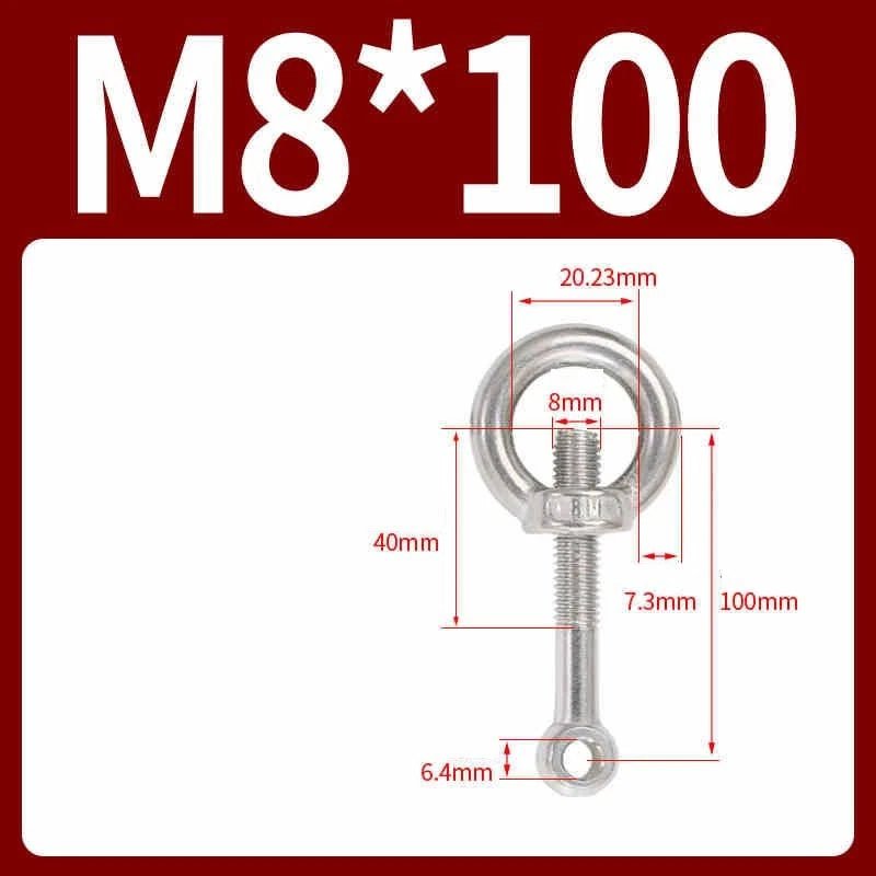 A2 Stainless Steel Eye Bolts with Nut — M5 M6 M8 M10 M12 Threaded Ring Screws - HomeDIYer
