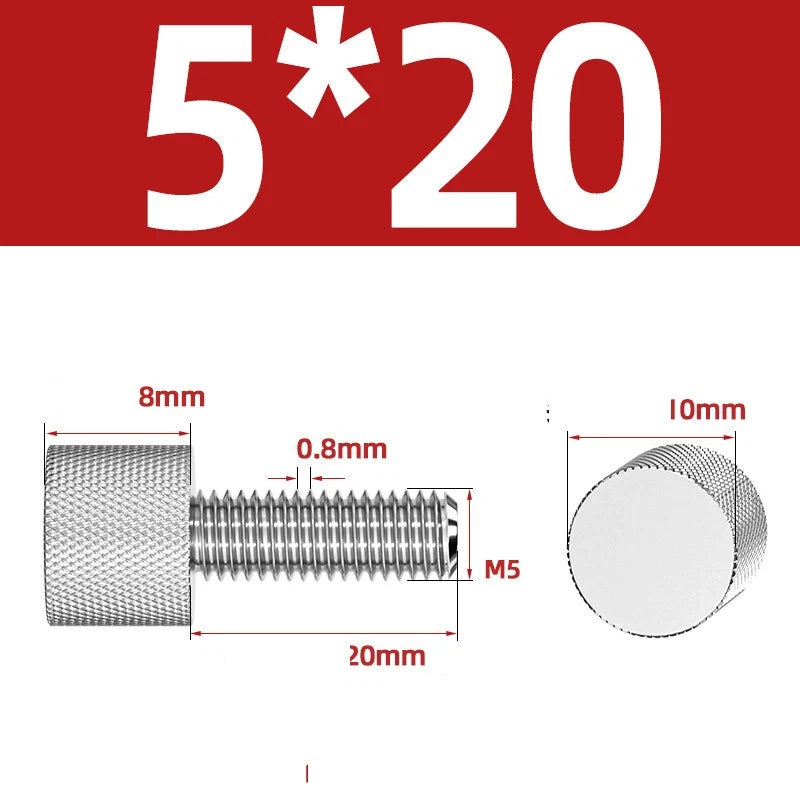 Knurled Thumb Screws A2 Stainless Steel — Flat Head Thumbscrew Bolts M2 M2.5 M3 M4 M5 M6 M8