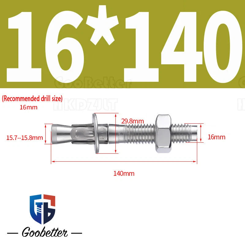 Stainless Steel Through Anchor Bolts — M6 M8 M10 M12 M16 Expansion Bolt