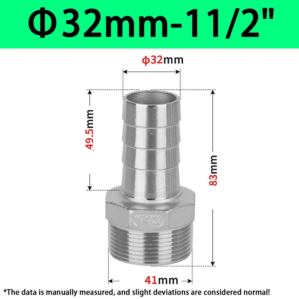 Male NPT Hose Barb Adapter Fittings – 316L Stainless Steel
