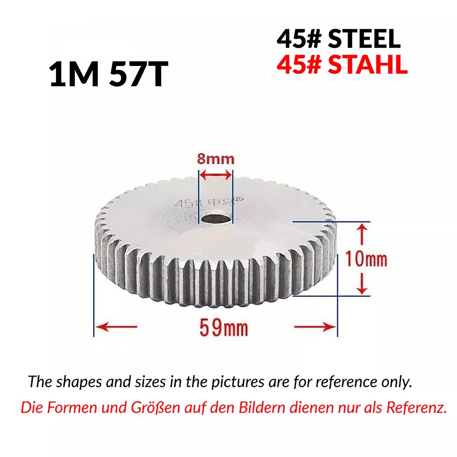 1/1.5/2 Mod 12T-150T Spur Gear 45# Steel Pinion Gear Thickn10-20mm Transmission