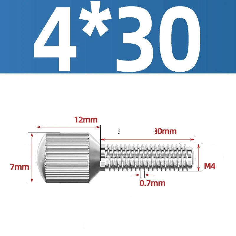 Knurled Thumb Screws – 304 Stainless Steel Small Head Thumbscrew Bolts M2–M8