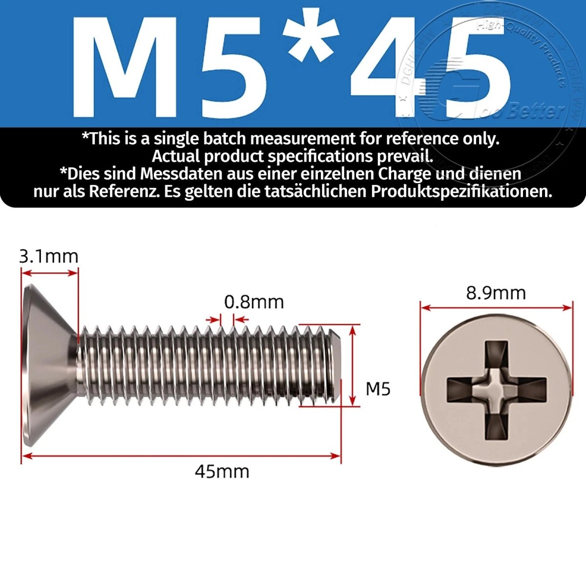 Titanium Phillips Flat Head Machine Screws — GR2 Countersunk, M2 to M8 - HomeDIYer