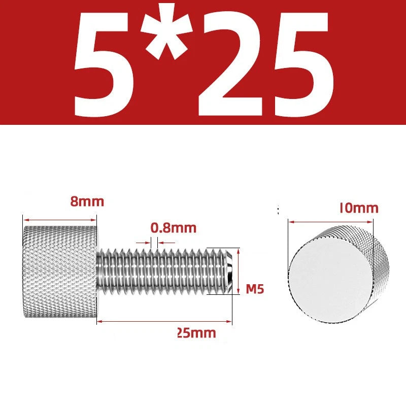 Knurled Thumb Screws A2 Stainless Steel — Flat Head Thumbscrew Bolts M2 M2.5 M3 M4 M5 M6 M8