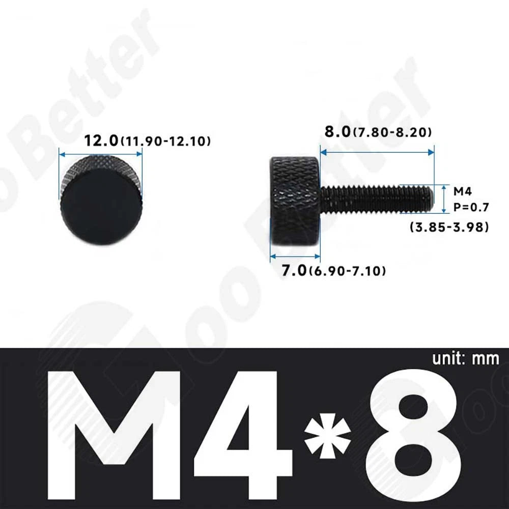 M3 M4 Knurled Thumb Screws – Aluminum Alloy Flat Head Hand Knob Bolts
