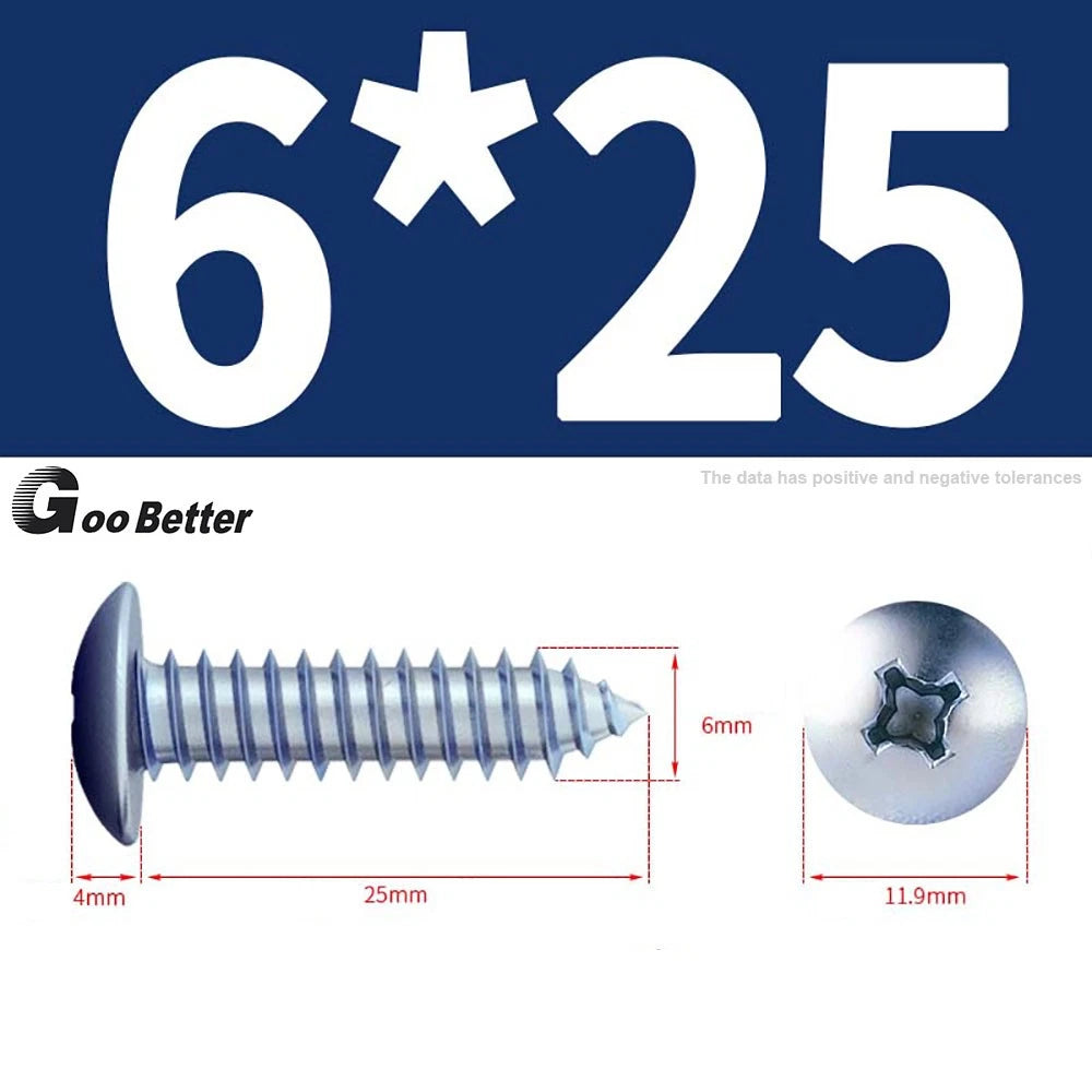 M3 M4 M5 M6 Pan Head Self Tapping Screws – Zinc Plated Carbon Steel