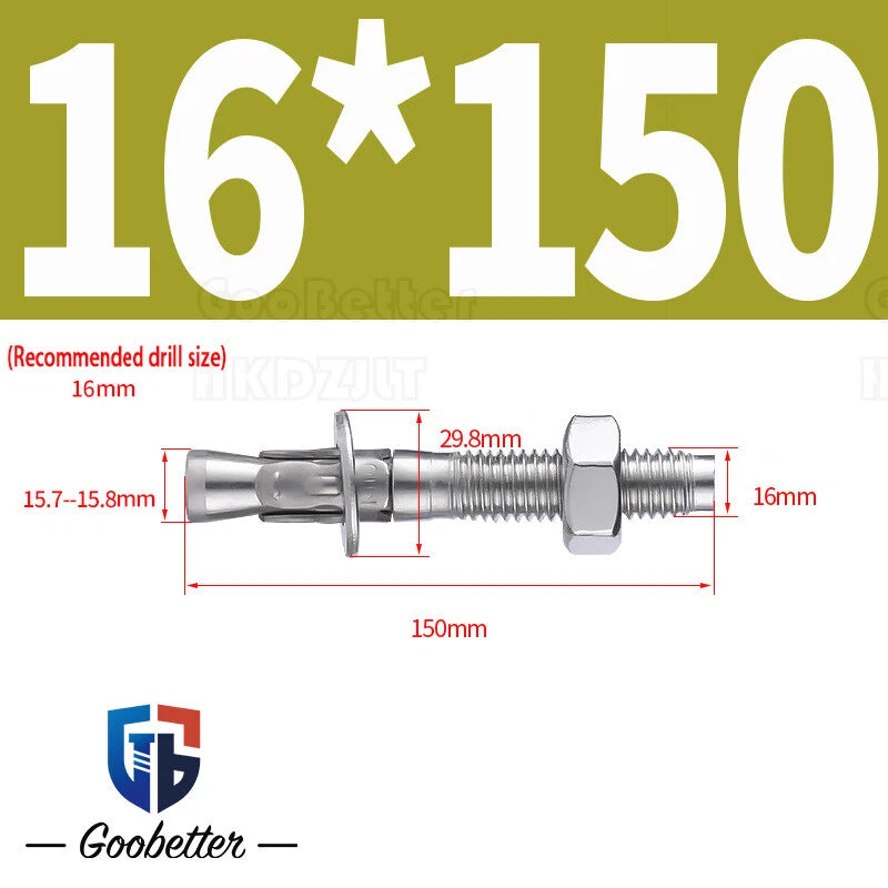Stainless Steel Through Anchor Bolts — M6 M8 M10 M12 M16 Expansion Bolt