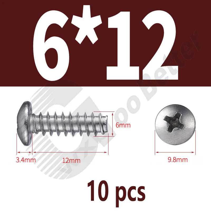 Pan Head Sheet Metal Screws Metric M1~M6 A2 Stainless Steel Sheet Metal Screws