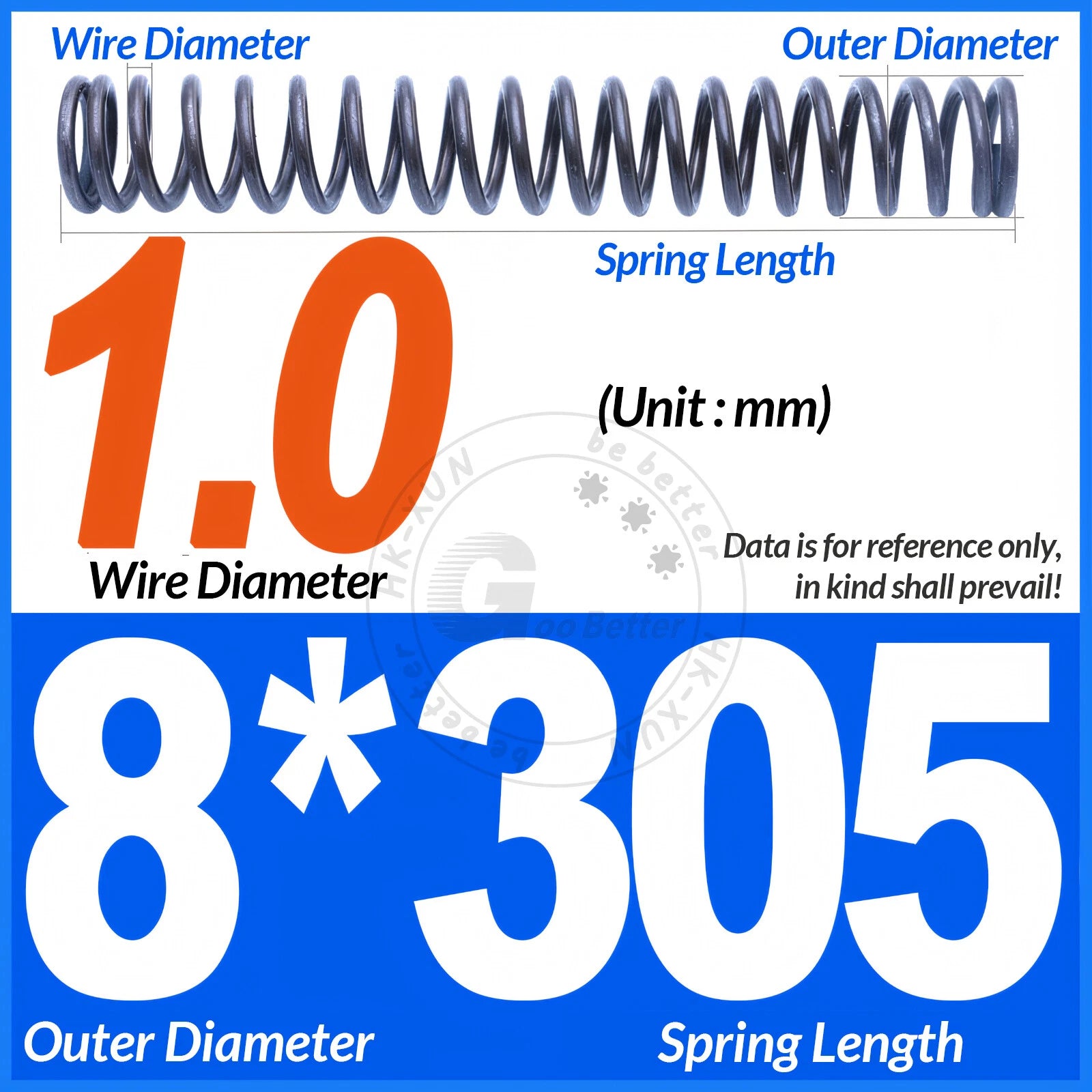 Length 305mm Compression Spring Pressure Springs OD 3-60mm Wire Dia 0.3mm-6.0mm