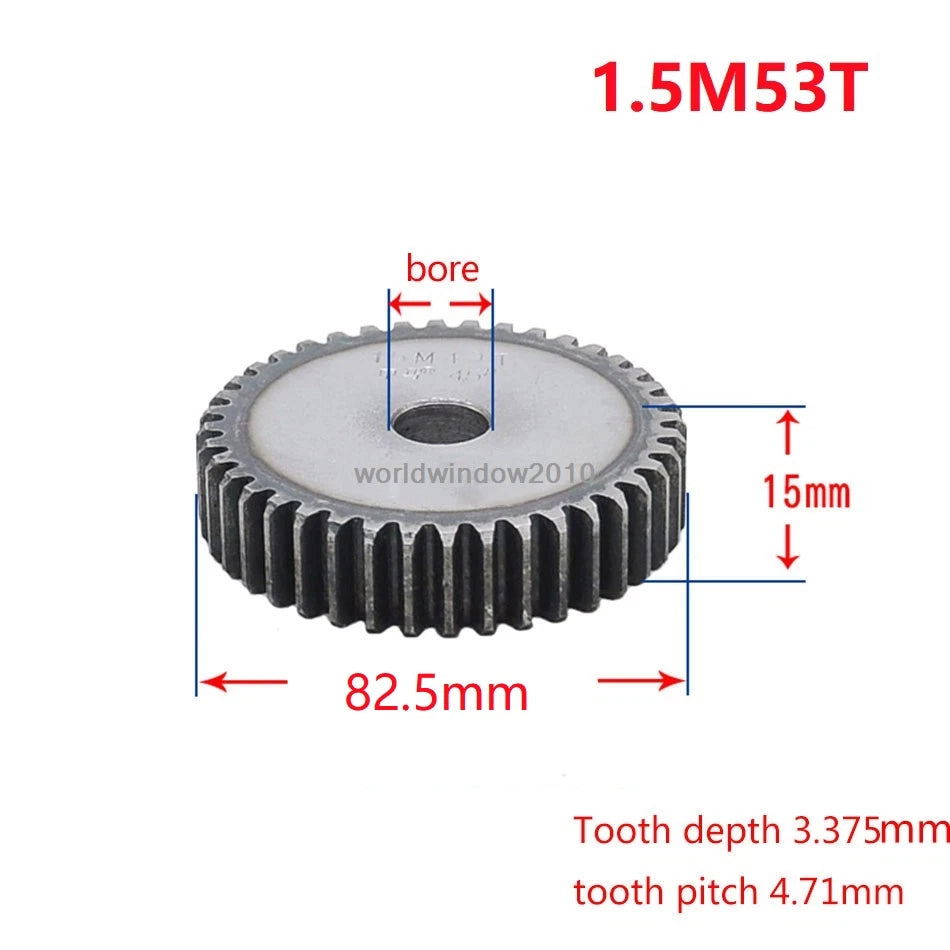 45# Steel Spur Gear 1.5M12T-60T Metal Mod 1.5 Pinion Gear 12-60 Tooth Moter Gear