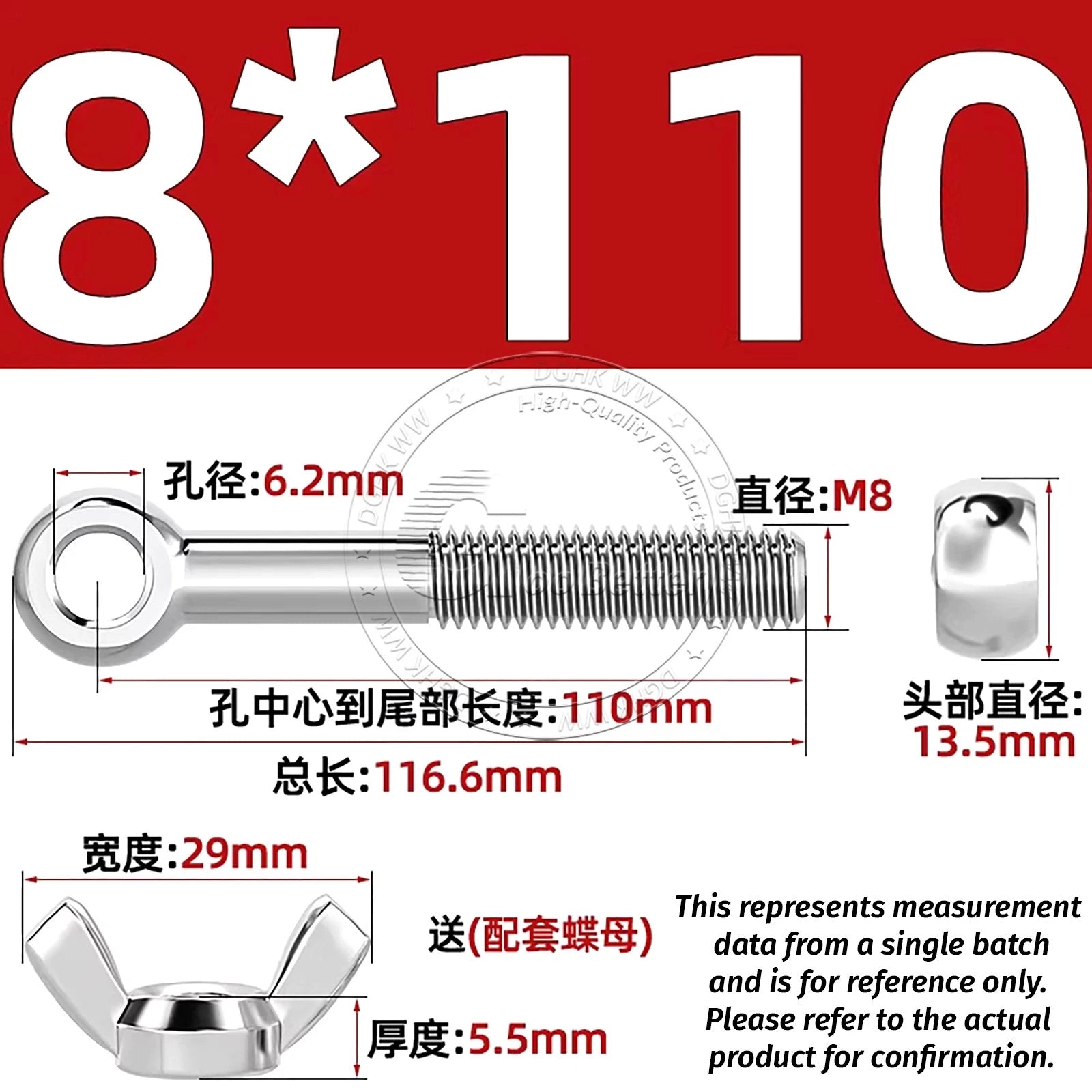 Eye Bolts with Nut — Forged Stainless Steel Threaded Ring Hanging Screws