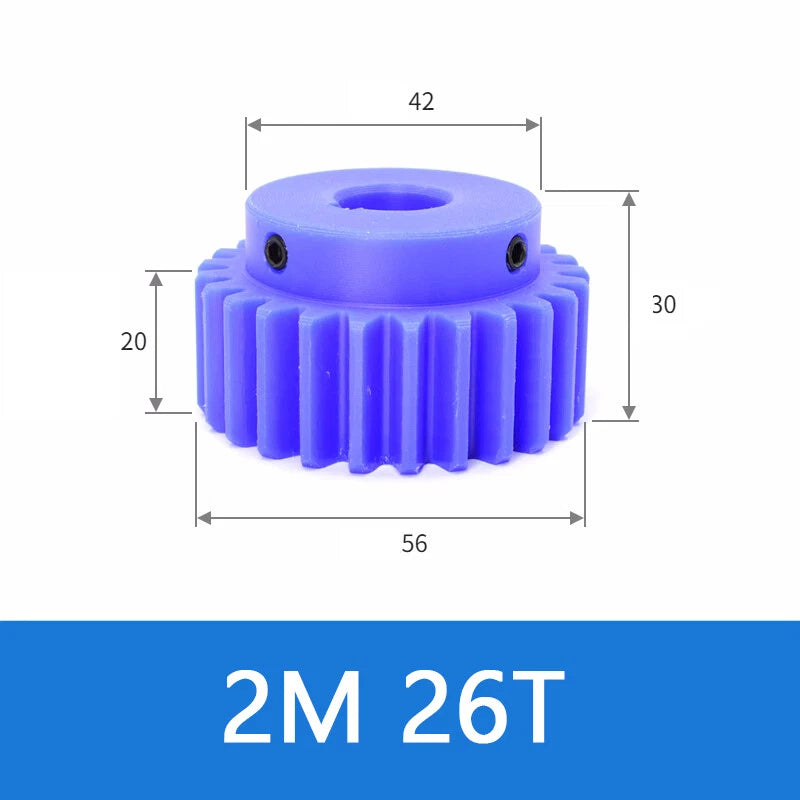 Blue Nylon Spur Gears 1/1.5/2/3Mod Transmission Gear 12-60T With Step Motor Gear
