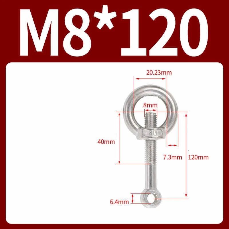 A2 Stainless Steel Eye Bolts with Nut — M5 M6 M8 M10 M12 Threaded Ring Screws - HomeDIYer