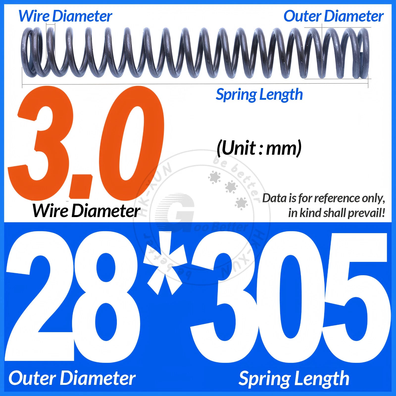 Length 305mm Compression Spring Pressure Springs OD 3-60mm Wire Dia 0.3mm-6.0mm