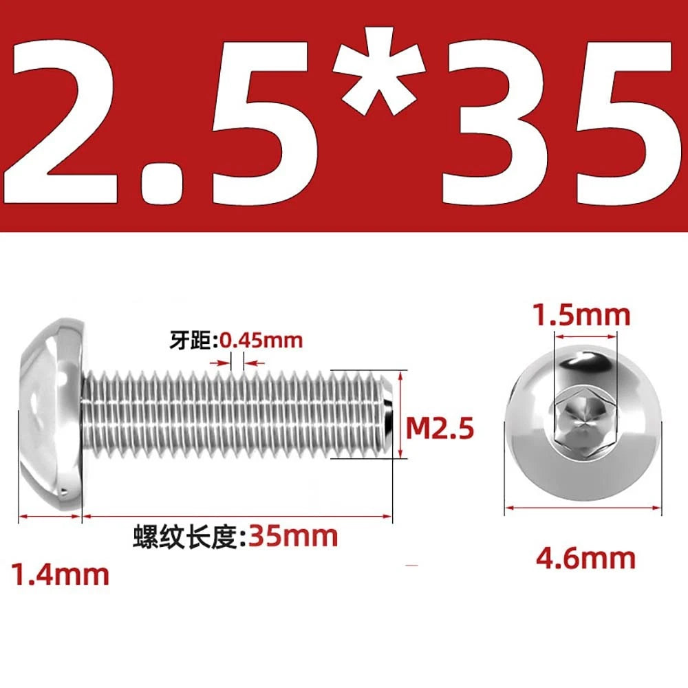 M1.6–M5 A2 Stainless Steel Button Head Socket Cap Screws – Round Pan Head, Hex Drive, Fully Threaded