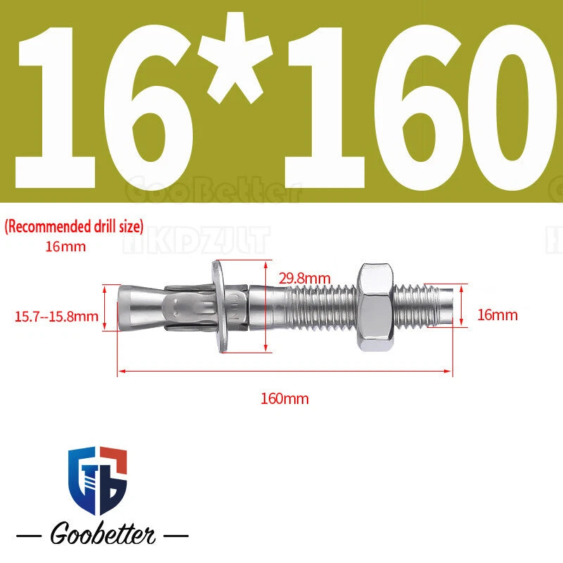 Stainless Steel Through Anchor Bolts — M6 M8 M10 M12 M16 Expansion Bolt