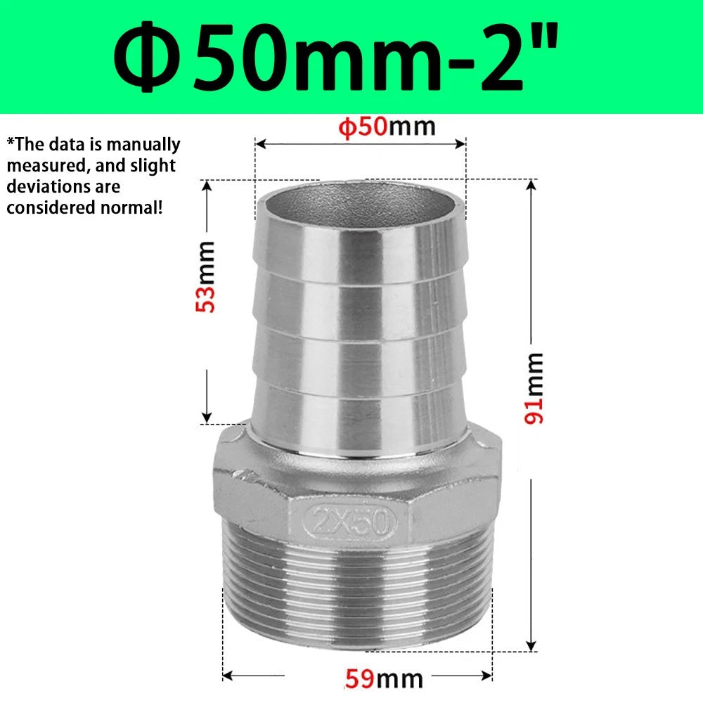 Male NPT Hose Barb Adapter Fittings – 316L Stainless Steel