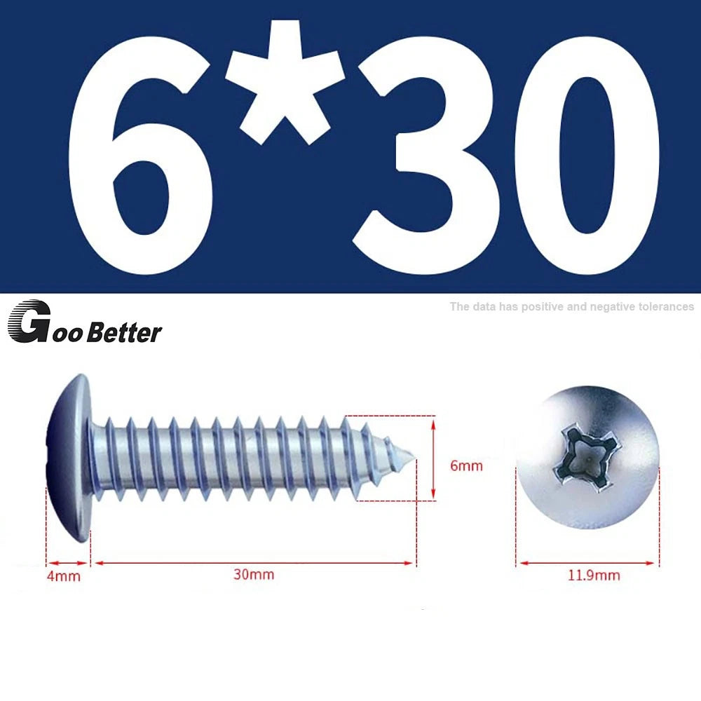 M3 M4 M5 M6 Pan Head Self Tapping Screws – Zinc Plated Carbon Steel