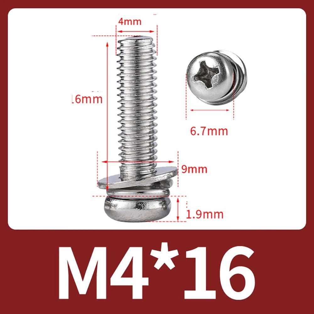M2–M10 Phillips Button Head Machine Screws — 304 Stainless Steel - HomeDIYer