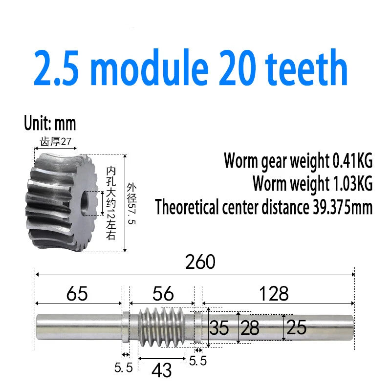 1/1.5/2/2.5/3/4 Module 15T to 100T Gear Steel Worm Wheel Gear & Worm Gear Shaft