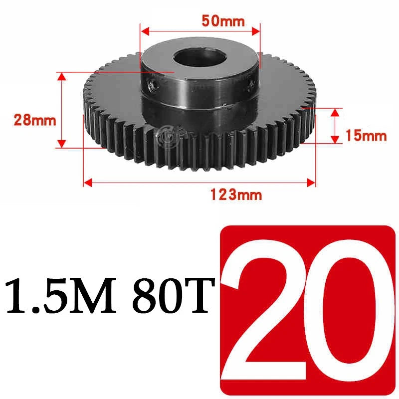 Spur Gears 1.5 Mod Transmission Gear With Step 45#Steel Pinion Motor Gear 30/80T