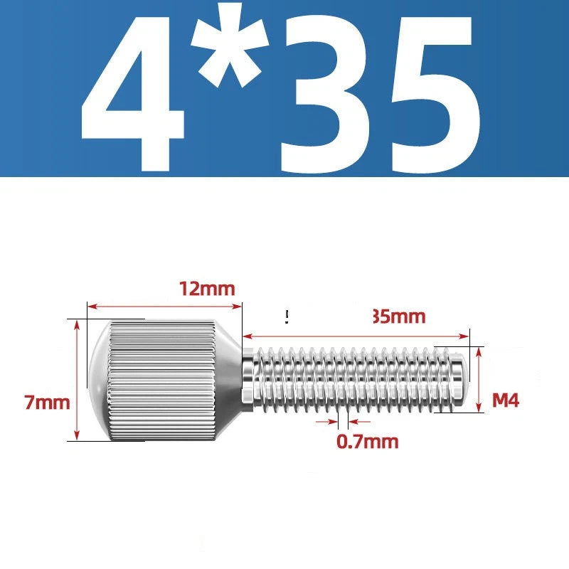 Knurled Thumb Screws – 304 Stainless Steel Small Head Thumbscrew Bolts M2–M8