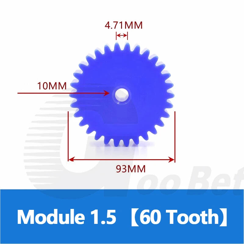 Nylon Spur Gear 12-100 Tooth Module 1.5 2 3 Pinion Motor Gear Flat Plastic Blue